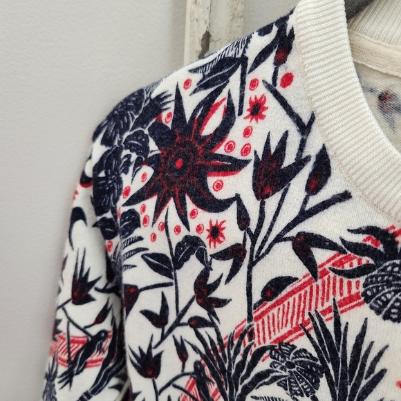 Scotch & Soda womens XS cotton wool blend floral printed pullover sweater - Picture 3 of 4